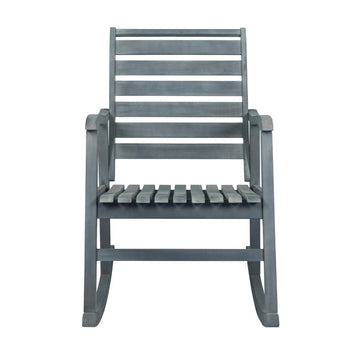 Carey Modern Slat-Back 300-Lbs Support Acacia Wood Patio Outdoor Rocking Chair - JONATHAN Y